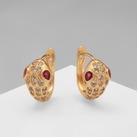 Серьги со стразами «Змея» укус, цвет белый в золоте Серьги со стразами «Змея» укус, цвет белый в золоте