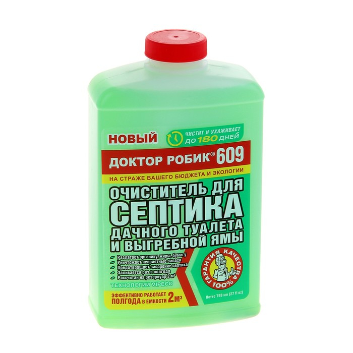 Очиститель для септиков и дачных туалетов Доктор Робик 609, 798 мл Очиститель для септиков и дачных туалетов Доктор Робик 609, 798 мл