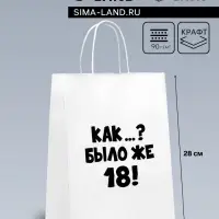 Пакет подарочный &laquo;Как было же 18&raquo;, 24&times;14&times;28 см