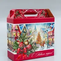 Коробка подарочная новогодняя &laquo;Рождественский город&raquo; 34&times;14&times;35.5 см