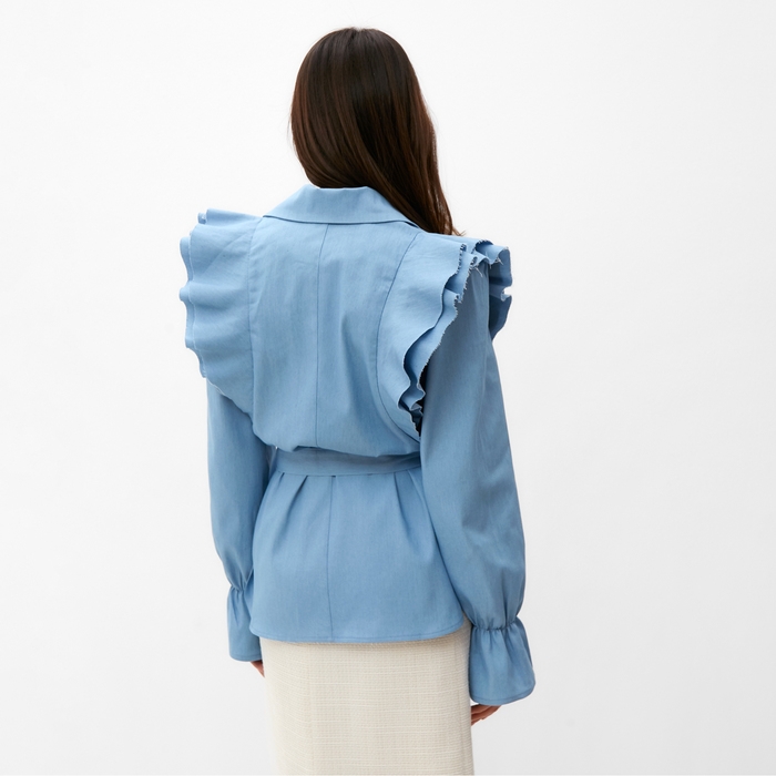 Жакет женский джинсовый с воланами MIST, размер 44, голубой Жакет женский джинсовый с воланами MIST, размер 44, голубой