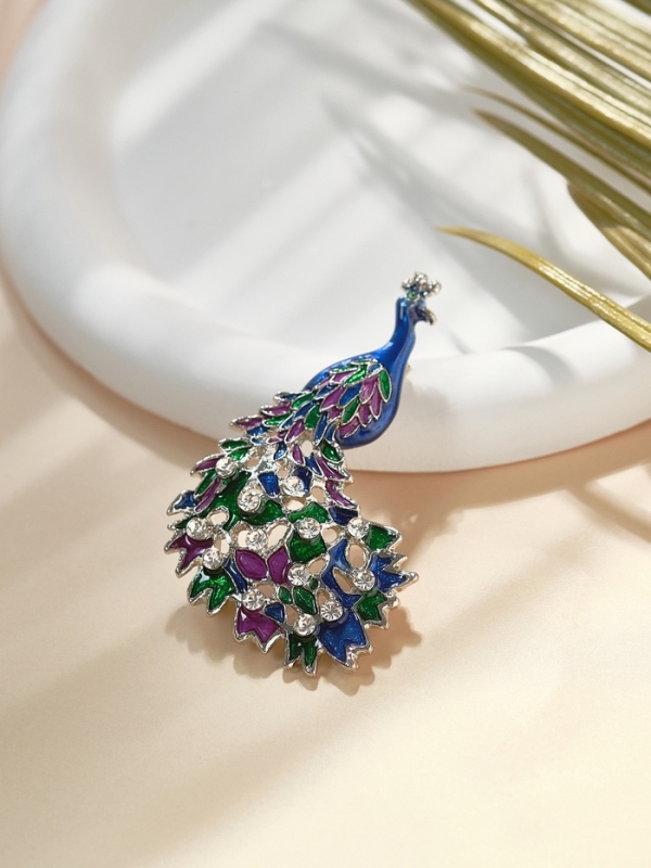 Брошь &laquo;Павлин роскошный&raquo; цветная в серебре