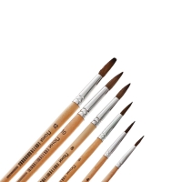 Набор кистей пони 6 штук (круглые:№ 2, 4, 6, 8, 10, 12), с деревянными ручками, на блистере