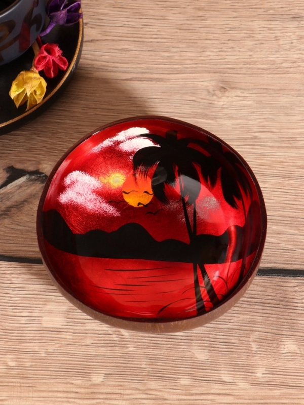 Чаша "Малиновый закат" 14х14х6 см, кокос