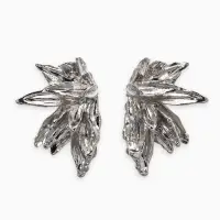Серьги металл "Цветы половинки", цвет серебро