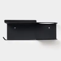 Держатель для туалетной бумаги с полочкой с отверстием для освежителя, цвет черный