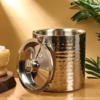 Ведро для льда с крышкой "Серебро" нержавеющая сталь 14,5х14,5х18 см