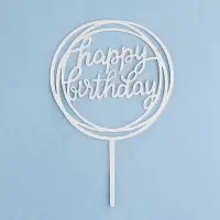 Топпер для торта &laquo;День рождения&raquo;, серебро
