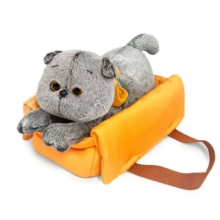 Мягкая игрушка "Кот Басик в сумке-переноске" (лежачий), 25 см Kl25-001