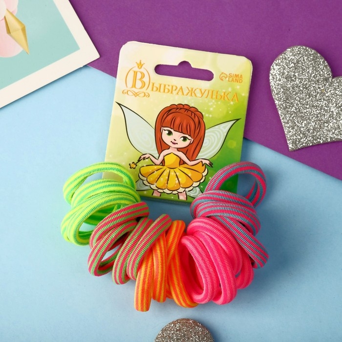 Резинка для волос Резинка для волос "Махрушка" (набор 20 шт) полосатики, 2,5 см