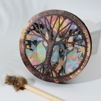 Шаманский бубен "Доберман в цветах" с колотушкой 5х25х25 см Шаманский бубен "Доберман в цветах" с колотушкой 5х25х25 см