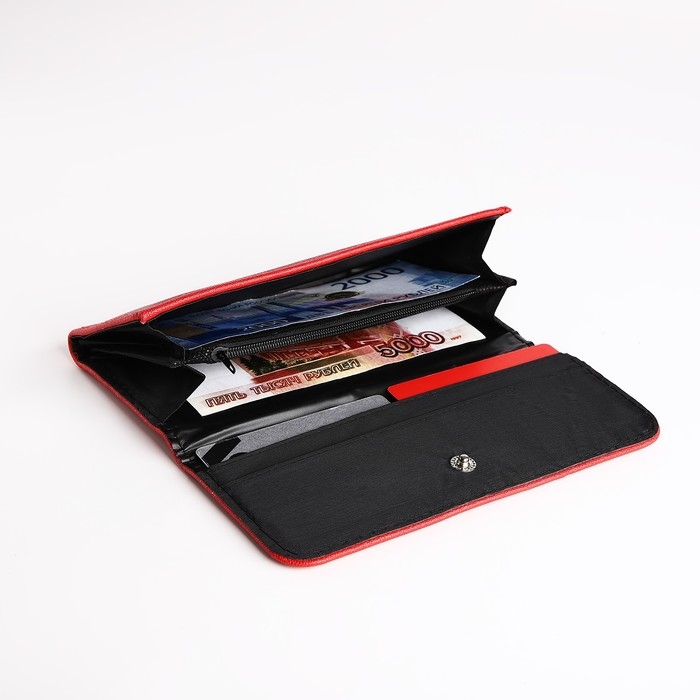 Кошелёк женский на кнопке, цвет красный Кошелёк женский на кнопке, цвет красный