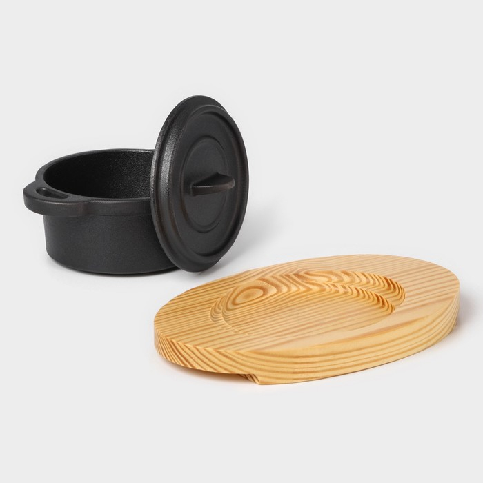 Кастрюля чугунная на подставке Volcano, 13&times;10&times;7,5 см, цвет чёрный