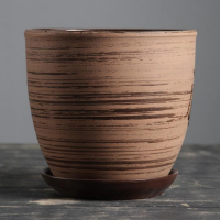 Горшок для цветов &laquo;Восток&raquo;, 2.5 л, d=19 см, h=18 см, керамика, с поддоном, коричневый