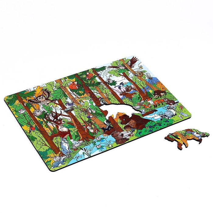 Пазл деревянный фигурный «Однажды в лесу», 60 элементов Пазл деревянный фигурный «Однажды в лесу», 60 элементов
