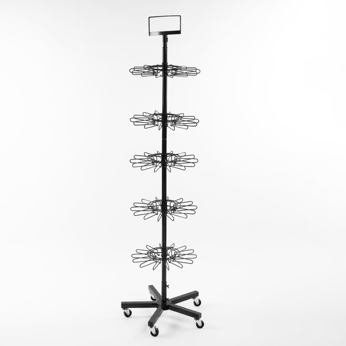 Вертушка, 5 ярусов по 14 крючков stop Lock. цвет чёрный, 40×40×178см Вертушка, 5 ярусов по 14 крючков stop Lock. цвет чёрный, 40×40×178см