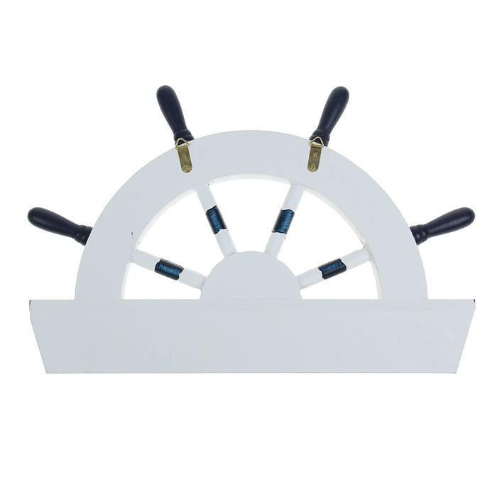 Вешалка интерьерная «Штурвал», 3 крючка, бело-синяя, 45 х 28 х 5 см Вешалка интерьерная «Штурвал», 3 крючка, бело-синяя, 45 х 28 х 5 см