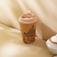 Стакан для кофе с крышкой SL Home &laquo;Венеция&raquo;, пробковый, 350 мл, 9,5&times;9,5&times;14,5 см, цвет бежевый