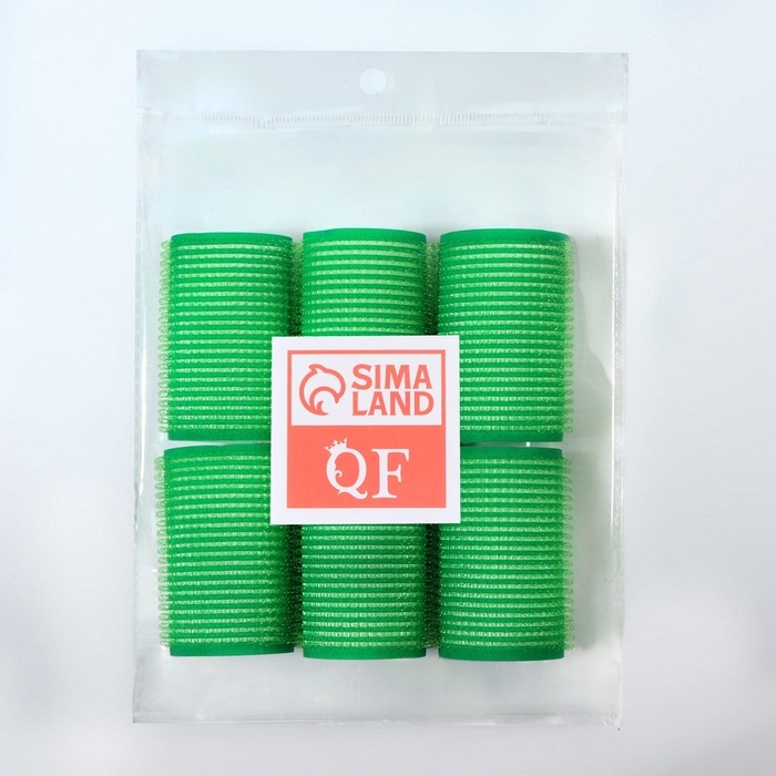 Бигуди &laquo;Липучка&raquo;, d = 3,5 см, 6 см, 6 шт, цвет зелёный