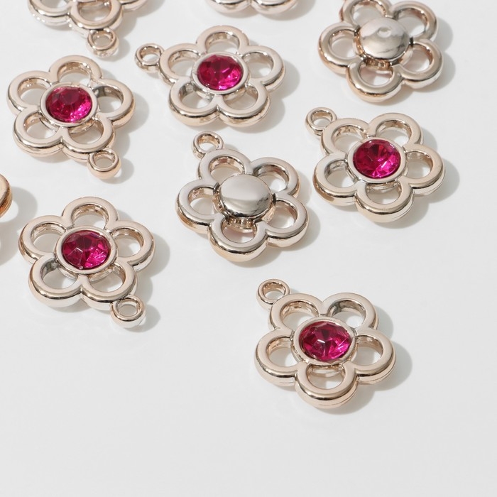 Подвеска &laquo;Цветок&raquo; (набор 10 шт.), цвет ярко-розовый в золоте