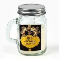 Новогодняя свеча в баночке с ручкой «Новый год: Все мечты сбудутся», аромат апельсин, 7 х 8,5 х 5 см Новогодняя свеча в баночке с ручкой «Новый год: Все мечты сбудутся», аромат апельсин, 7 х 8,5 х 5 см