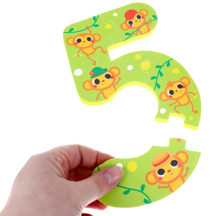 Мягкий пазл для малышей &laquo;Учим цифры: Животные&raquo;, 5 пазлов, Крошка Я