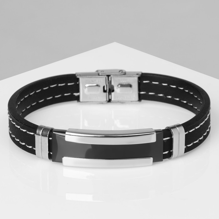 Браслет унисекс &laquo;Стиль&raquo;, цвет чёрный с серебром, d=6,5 см