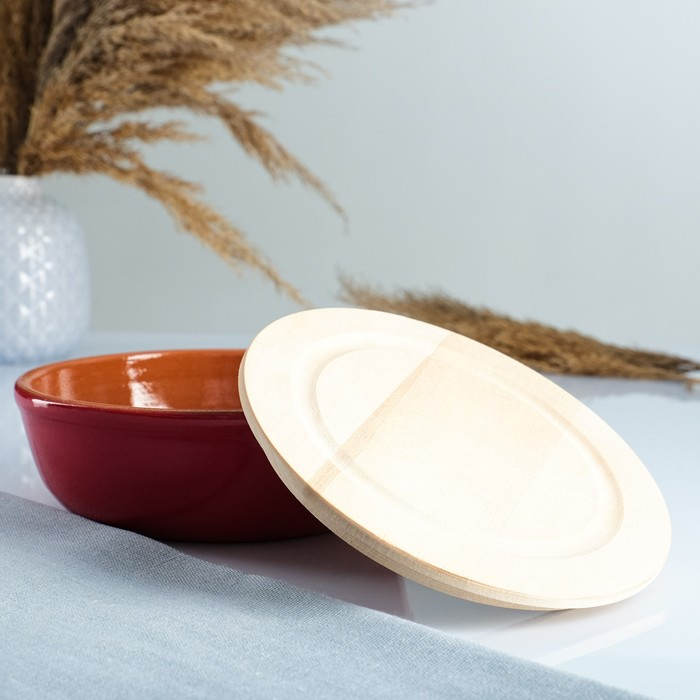 Набор для холодца 0,5 л (1 емкость с деревянной крышкой ) 17х6,5см, красный