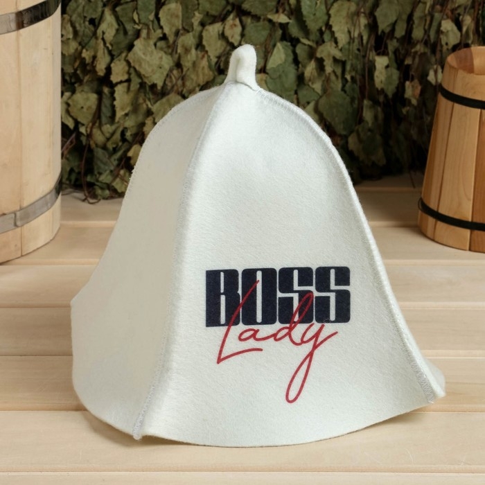 Шапка для бани принт Шапка для бани принт "Boss Lady"