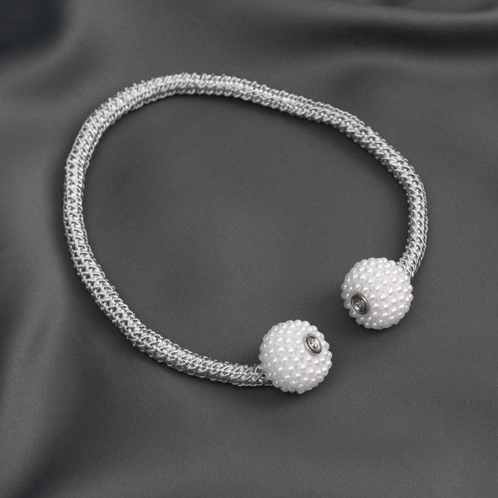 Подхват для штор &laquo;Шарики из бисера&raquo;, d = 3 &times; 40 см, цвет белый/светло-серый