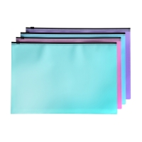 Набор папок-конвертов на ZIP-молнии A4, 150 мкм, Calligrata Pastel, полупрозрачные, 4 штуки, МИКС