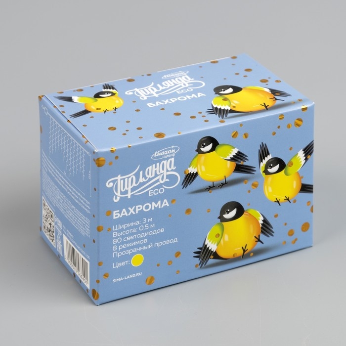 Гирлянда &laquo;Бахрома&raquo; 3 &times; 0.5 м, IP20, прозрачная нить, 80 LED, свечение жёлтое, 8 режимов, 220 В