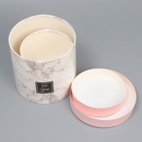 Набор шляпных коробок 2 в 1, упаковка подарочная, &laquo;Мрамор&raquo;, 13 х 13, 16 х 16 см