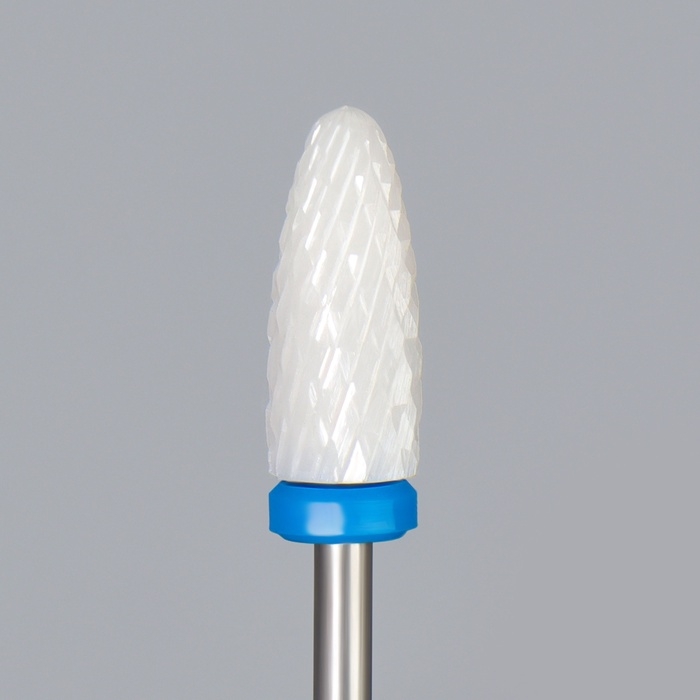 Фреза керамическая для маникюра &laquo;Кукуруза&raquo;, средняя нарезка, 6 &times; 15 мм, в пластиковом футляре, цвет белый