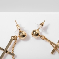 Серьги висячие &laquo;Кресты&raquo; с бусинами, цвет золото