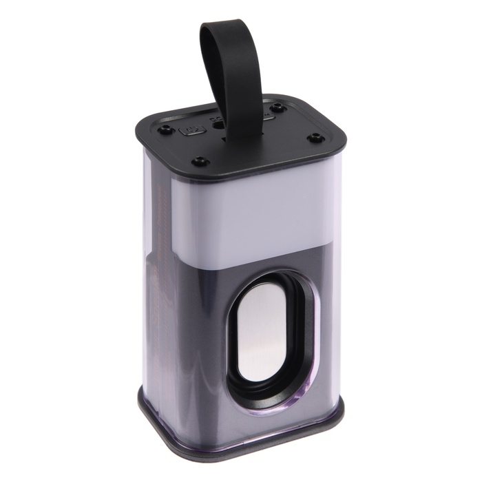 Портативная колонка K08, 5 Вт, прозрачная, подвес, 500 мАч, подсветка, чёрная Портативная колонка K08, 5 Вт, прозрачная, подвес, 500 мАч, подсветка, чёрная