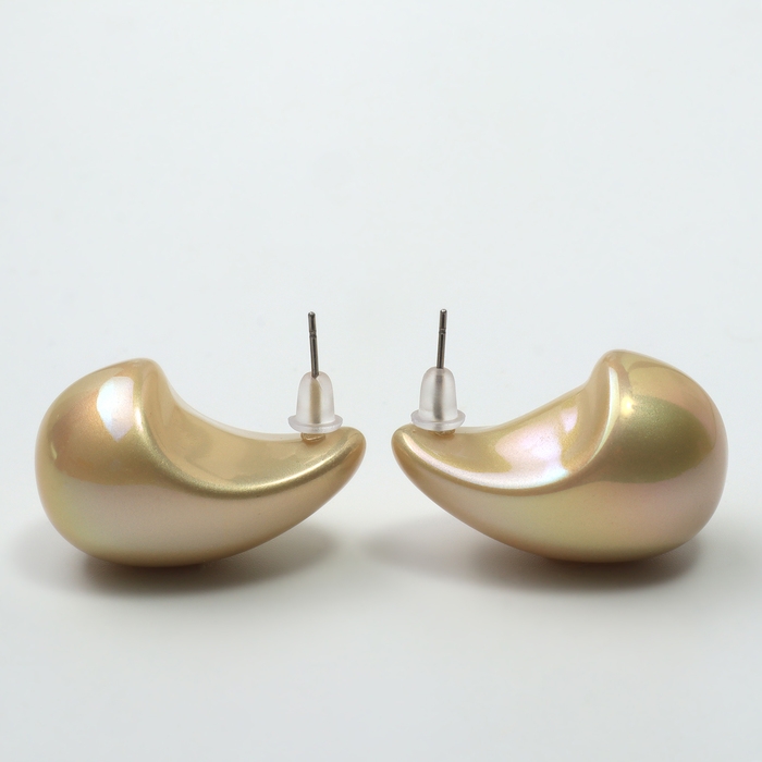 Серьги пластик &laquo;Капля&raquo; гладкие мах, цвет бежевый