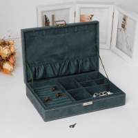 Подставка для украшений &laquo;Шкатулка&raquo; универсальная, флок, 28&times;19&times;6,5, цвет морской