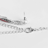 Набор 2 предмета: серьги, колье &laquo;Листопад&raquo; тонкий ромб, цвет красно-белый в серебре, 45 см