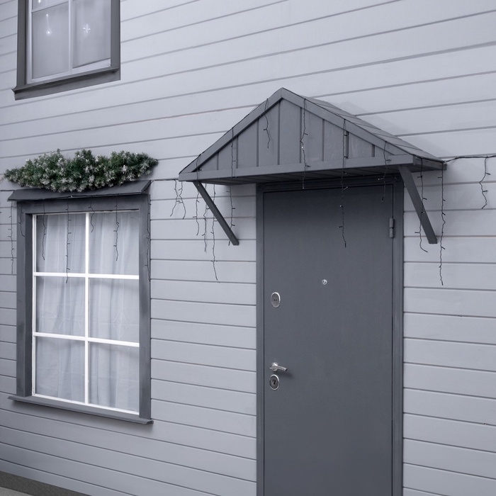 Гирлянда &laquo;Бахрома&raquo; 25 &times; 0.7 м, IP44, УМС, тёмная нить, 450 LED, свечение тёплое белое, 220 В