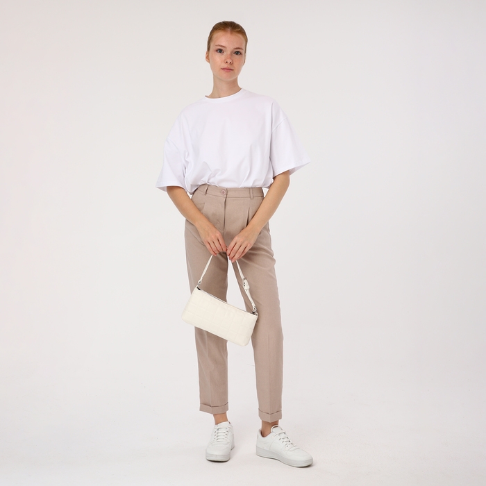 Сумка-багет на молнии, цвет белый