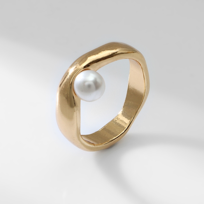 Кольцо с жемчугом &laquo;Тренд&raquo; бусина, цвет золото, размер 17