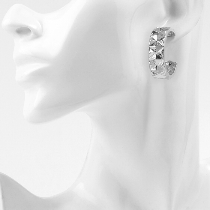 Серьги-кольца &laquo;Геометрия&raquo; орнамент, цвет серебро, d=2,8 см