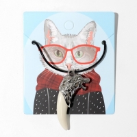 Кулон унисекс &laquo;Клык&raquo; волк, цвет белый в серебре, 50 см