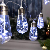 Гирлянда &laquo;Нить&raquo; 3 м с насадками &laquo;Лампа&raquo;, IP20, прозрачная нить, 80 LED, свечение белое, 8 режимов, 220 В