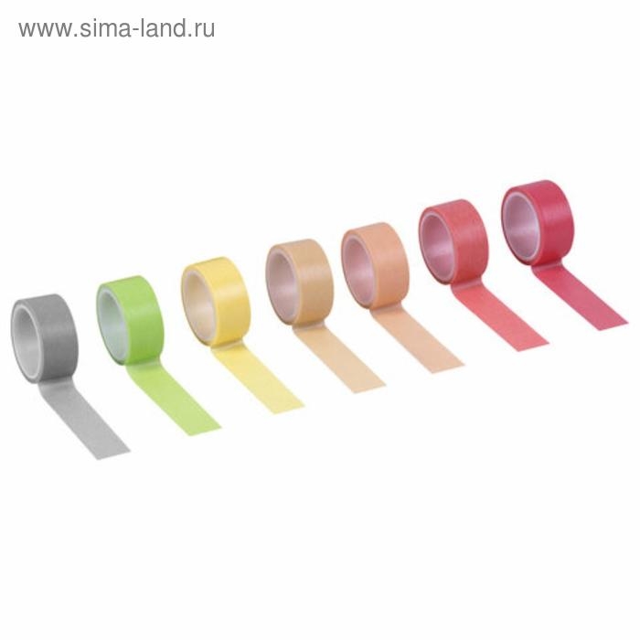 Клейкие WASHI-ленты д/декора Клейкие WASHI-ленты д/декора "ПАСТЕЛЬ" 7 тёпл цветов, 15 мм х 3 м (набор 7шт) рисовая бумага