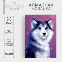 Алмазная мозаика с частичным заполнением на холсте &laquo;Хаски&raquo;, 15 х 21 см