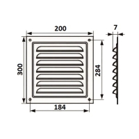 Решетка вентиляционная ZEIN Люкс РМ2030, 200 х 300 мм, с сеткой, металлическая, белая