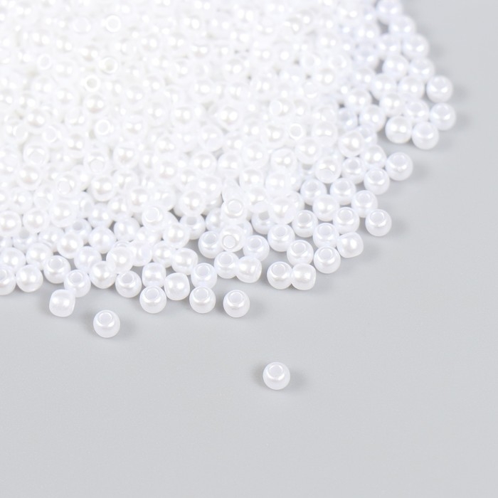 Набор бусин Набор бусин "Рукоделие" пластик, диаметр 3 мм, 25 гр, снежно-белый