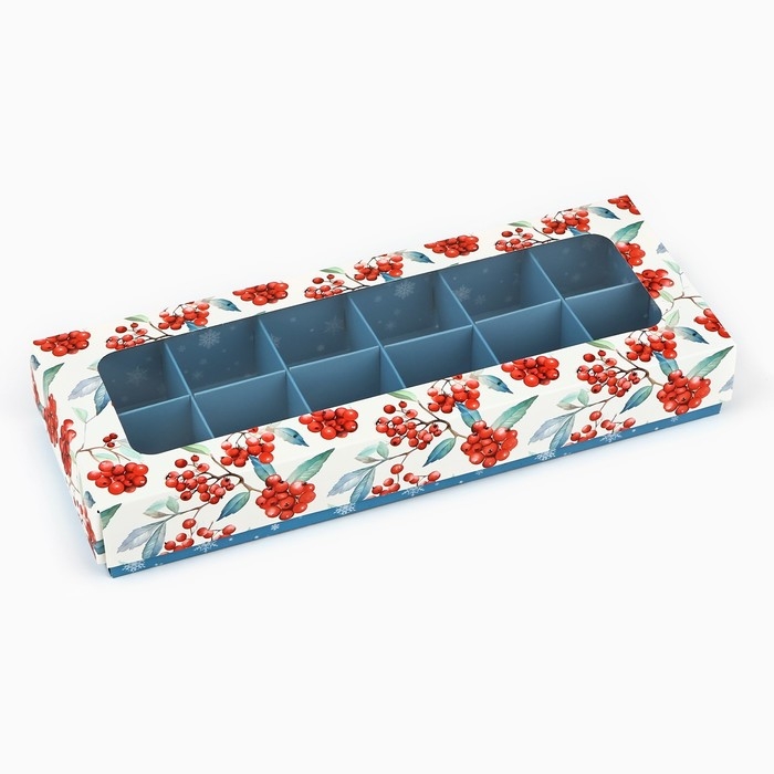 Коробка складная под 12 конфет «Рябина», 3.8 х 10.5 х 26.5 см, Новый год Коробка складная под 12 конфет «Рябина», 3.8 х 10.5 х 26.5 см, Новый год